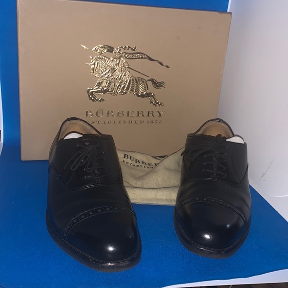 BURBERRY’S Black LEATHER Oxford dress vintage SHOES US 4 - Picture 1 of 13